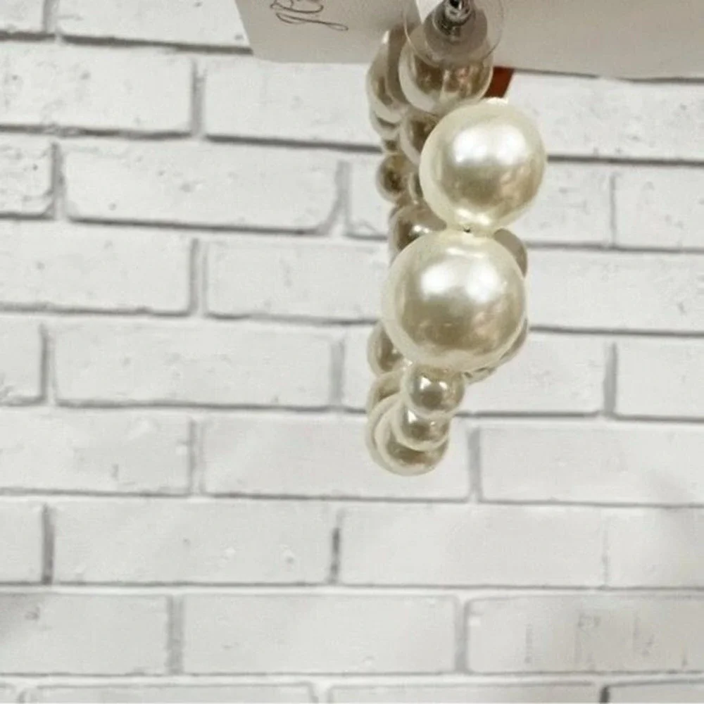 J. Crew‎ Women's Mixed Pearl Hoop Earrings